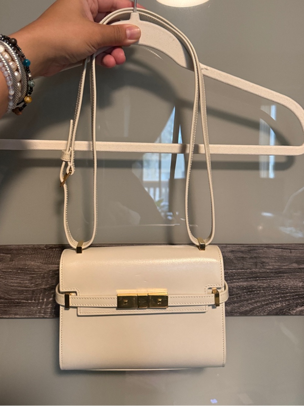 Saint Laurent Ecru Mini Manhattan Crossbody with Original Box